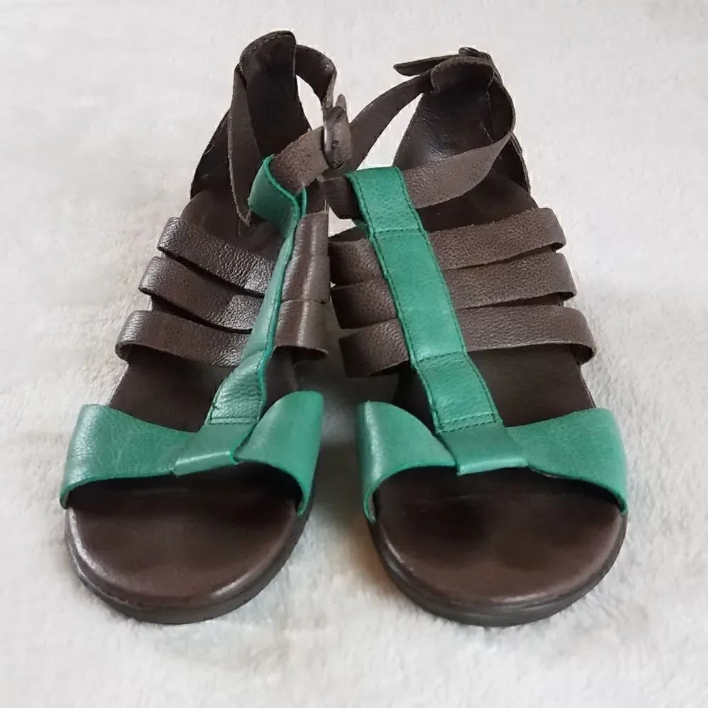 Keen Victoria Strappy Brown Turquoise Wedge Sandals